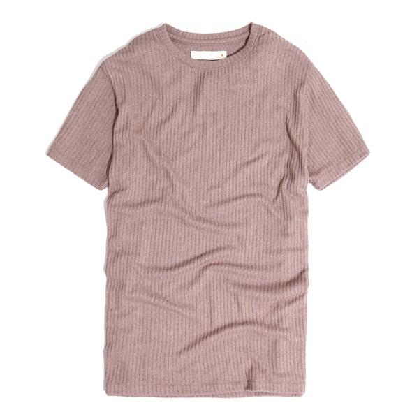 Áo Thun Gân Ngắn Tay Cổ Tròn Nâu Socola BY COTTON Ribbed Tee Chocolate