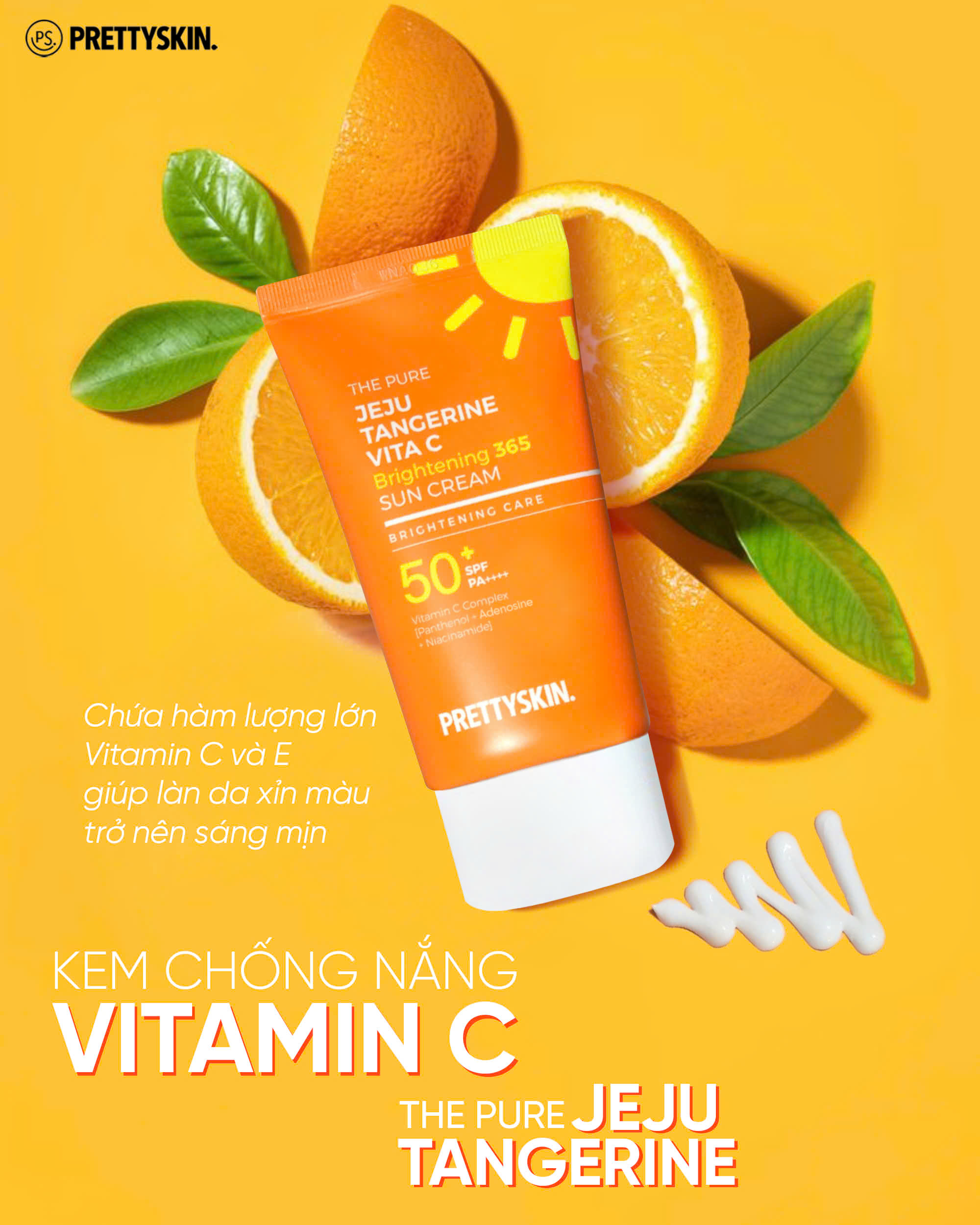 Kem chống nắng Vitamin C Pretty Skin Jeju Vita C Brightening 365 Sun Cream Hàn Quốc 50ml