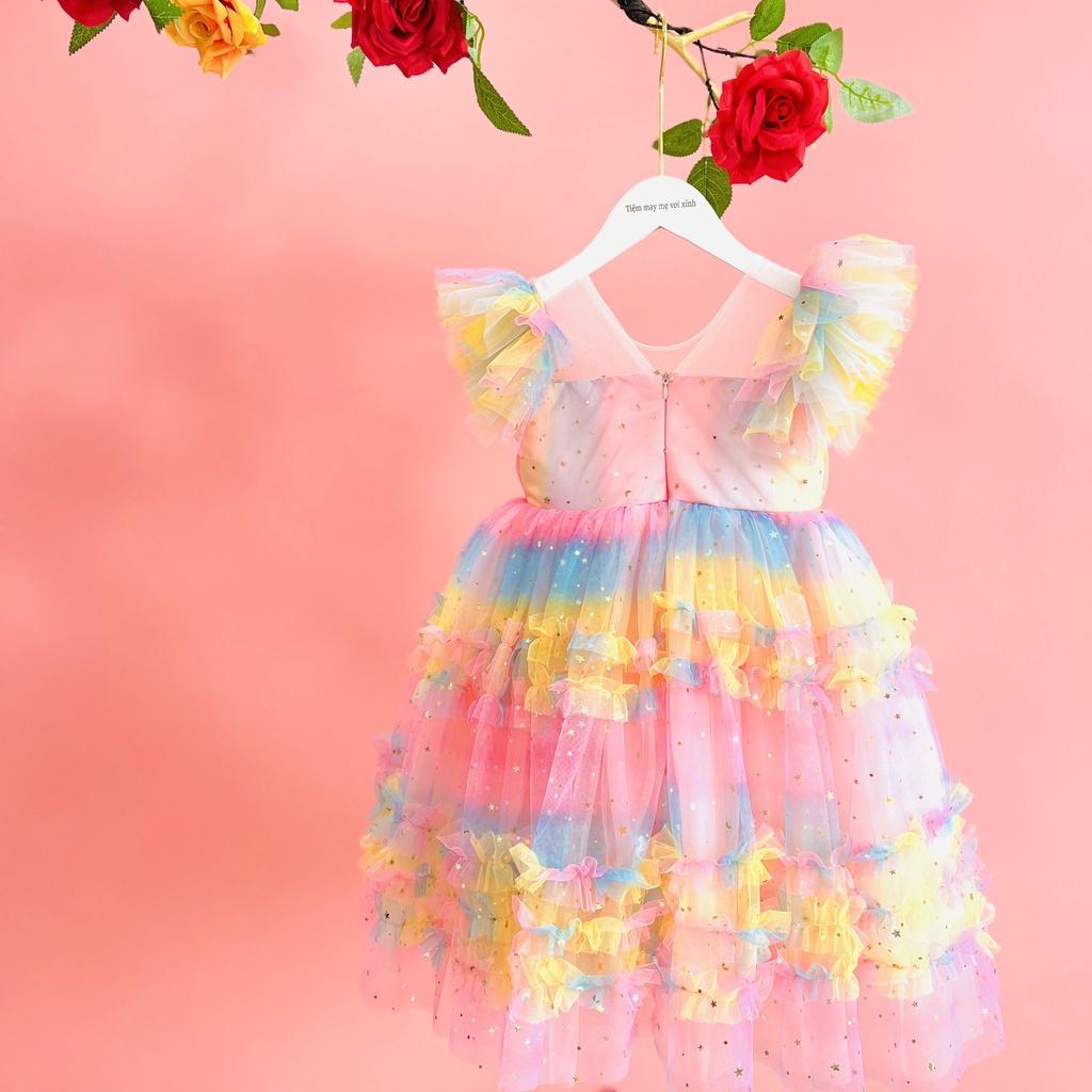 Váy công chúa đầm công chúa thiết kế màu cầu vồng cho bé gái từ 1-10 tuổi tại Mom'schoice