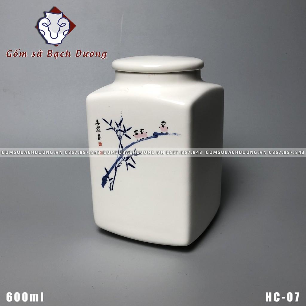 HŨ ĐỰNG TRÀ 600ml bằng sứ AN TOÀN SỬ DỤNG - HC-07