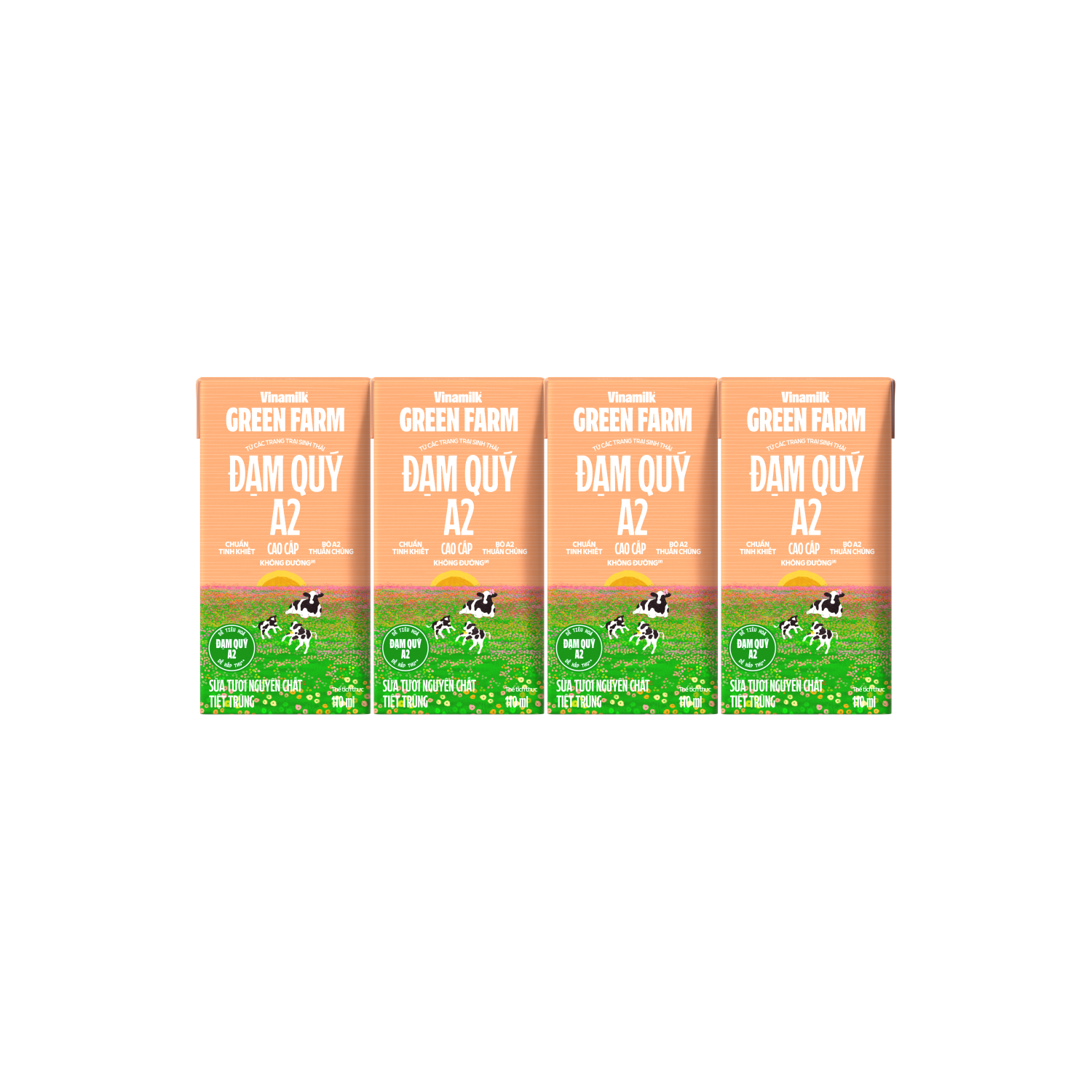 Sữa Tươi Tiệt Trùng Green Farm A2 Không Đường Vinamilk Hộp 110ml