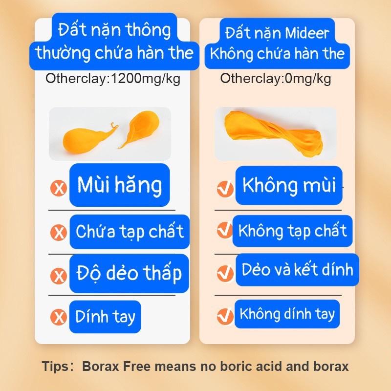 Đất nặn không dính tay Mideer Borax Free Clay, đất sét tự khô 36, 24, 6 màu