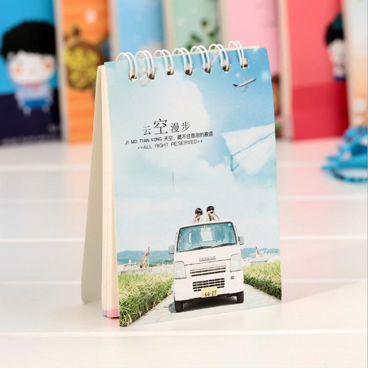 Sổ tay, sổ nhật ký lò xo đứng giấy đẹp bìa cứng in hình xinh xắn, ngộ nghĩnh