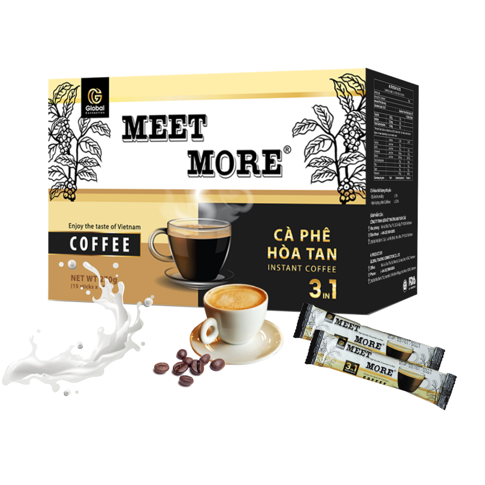 Hộp cà phê hòa tan Coffee 3in1 (18g x 15 gói) – Meet More Coffee
