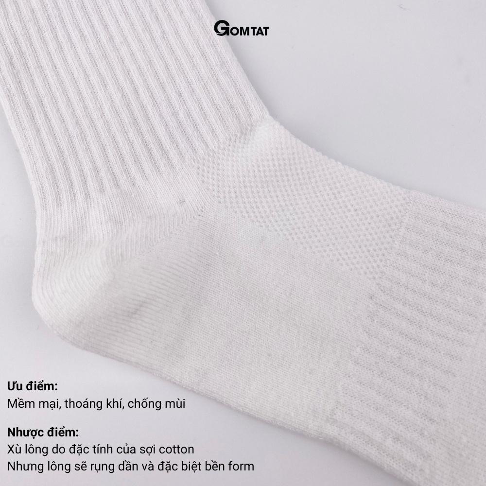 Tất vớ cổ cao nam nữ trơn màu, chất liệu cotton cao cấp, hút ẩm thoáng khí, mềm mại êm chân - GOM-KLB-TRONCAO