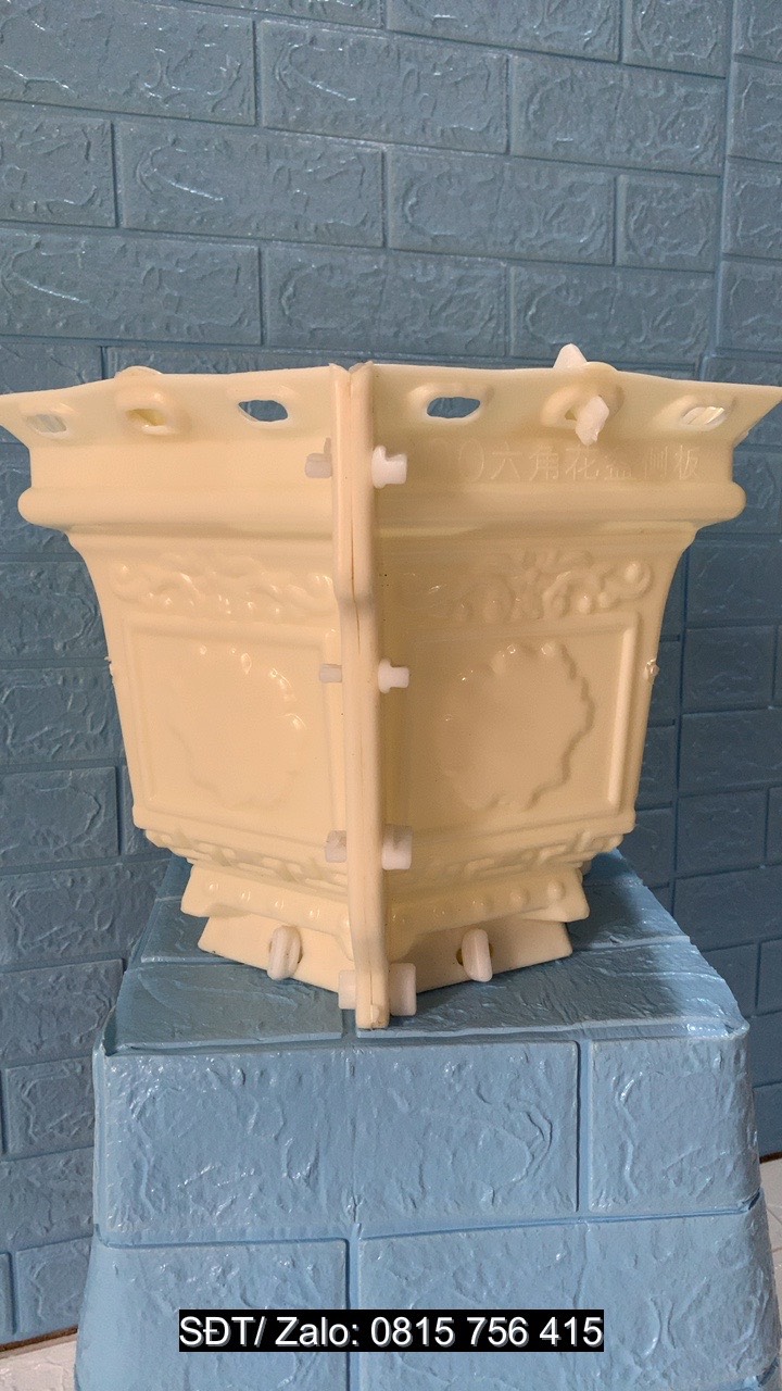 Khuôn chậu lục giác 30cm , khuôn đầy đủ lòng trong, đa dạng hoa văn, dễ dàng thi công