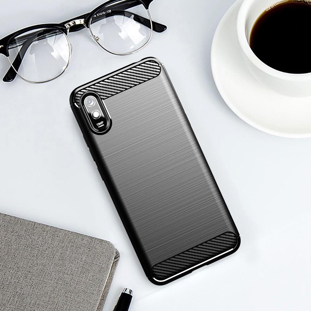 Ốp lưng cho Xiaomi Redmi 9A dẻo Cacbon phay xước chống sốc chống vân tay