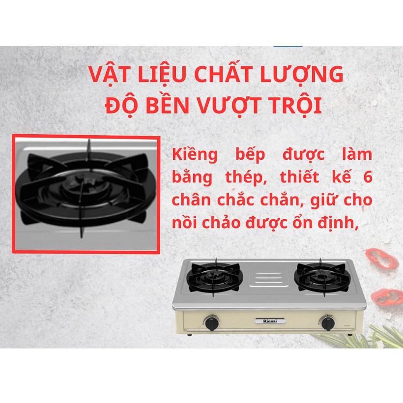 Bếp gas 7 tấc Rinnai RV-A271Y(S), Chén đồng có ngắt gas tự động - Hàng chính hãng