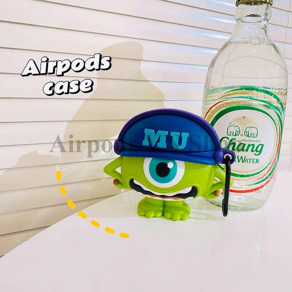 Bao Case Ốp dành cho Airpods 1/2 & Airpods Pro Monster mike xanh kute silicon cao cấp