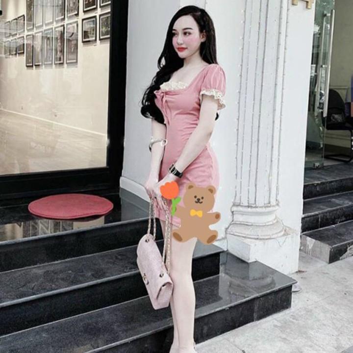 Váy nữ cổ vuông phối ren thời trang XIXO cao cấp mã DAM0036