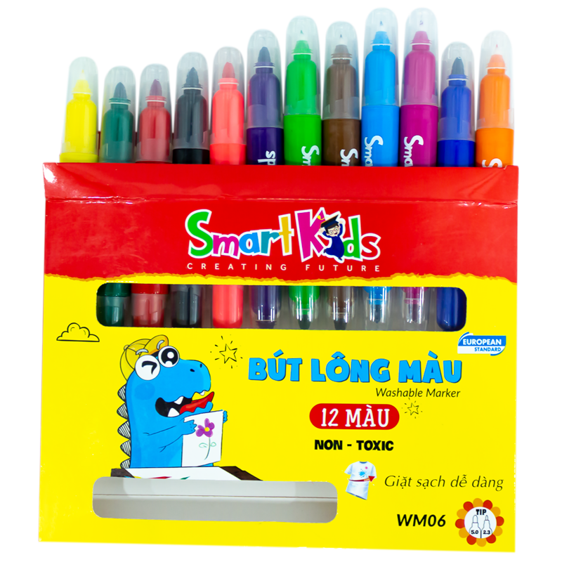 BÚT LÔNG MÀU 2 ĐẦU RỬA ĐƯỢC - SMART KIDS WM06
