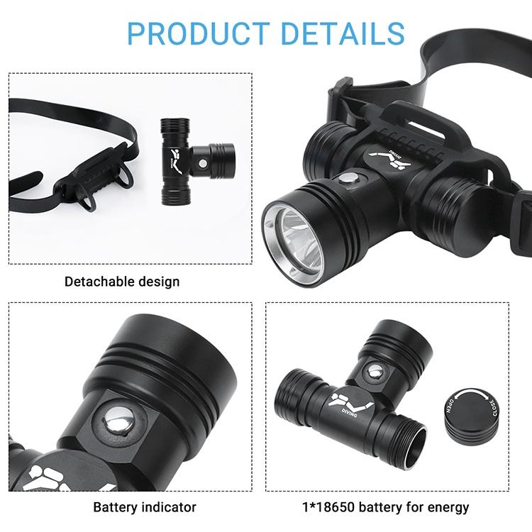 Đèn pin đội đầu chống nước cho thợ lặn TERINO K82 (sử dụng được dưới nước, trên mặt đất, chuyên dùng cho lặn biển và câu cá đêm) – Hàng chính hãng