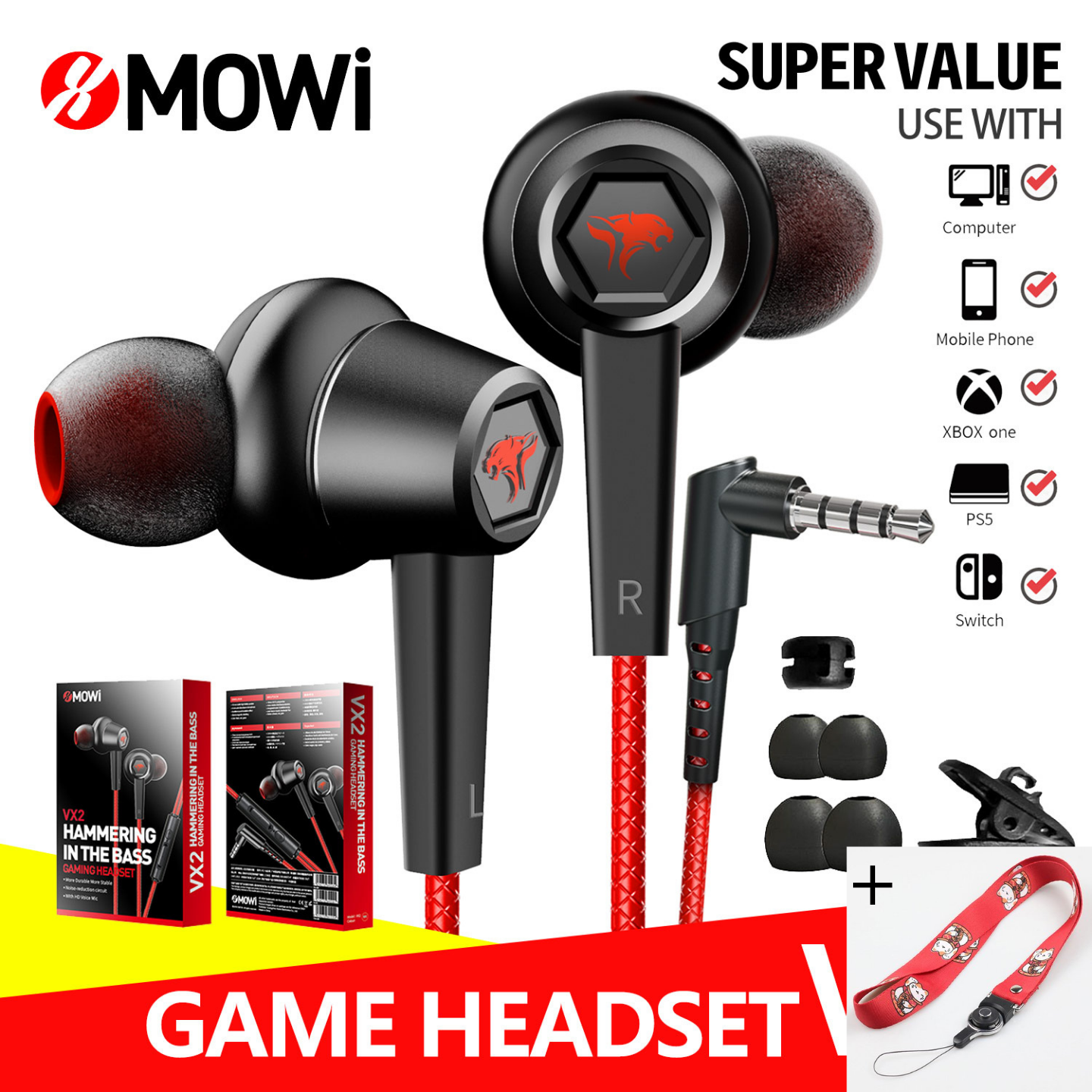 Tai nghe plextone Xmowi VX2, tai nghe game thủ, chân 3.5mm, có mic cực rõ, bass mạnh - hàng chính hãng