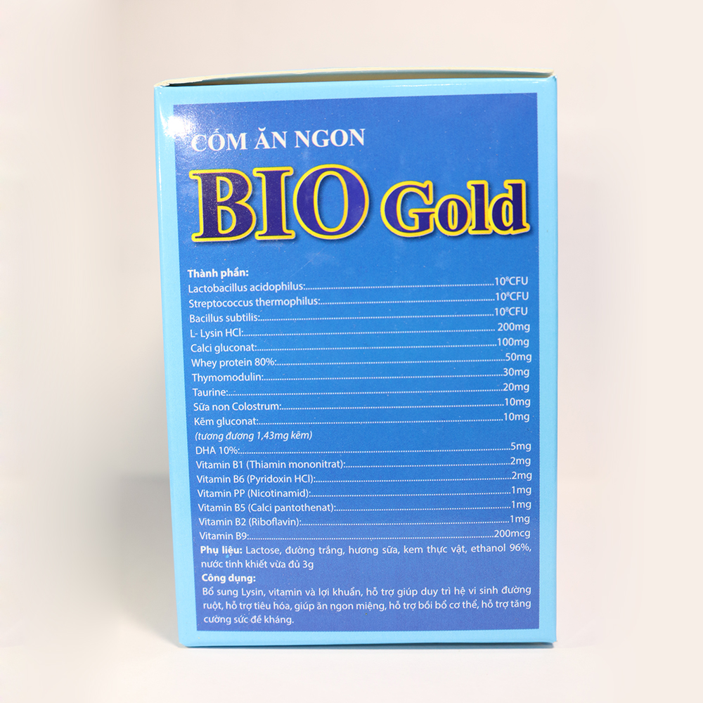 Cốm ăn ngon cho bé Bio Gold giảm tiêu chảy và táo bón - Hộp 20 gói bổ sung 3 tỷ lợi khuẩn, DHA, Taurine, Lysin, Kẽm, Canxi và Vitamin tổng hợp