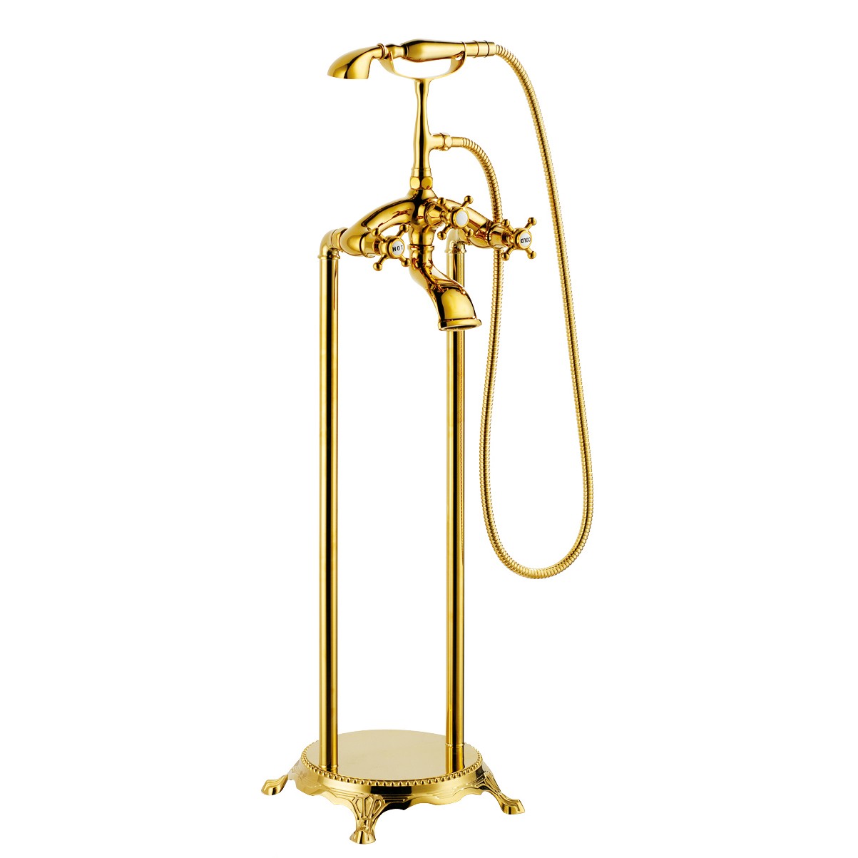 Vòi bồn tắm gắn sàn với sen cầm tay bằng đồng - 4209