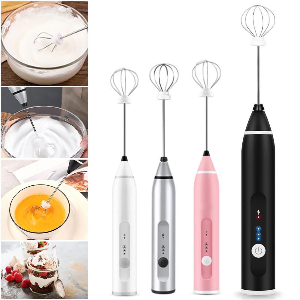 3 Tốc Độ Trứng Be Cà Phê Sữa Uống Đánh Trộn Đầu USB Sạc Eggbeater Frother Khuấy Thực Phẩm Cầm Tay Máy Xay Đánh Trứng