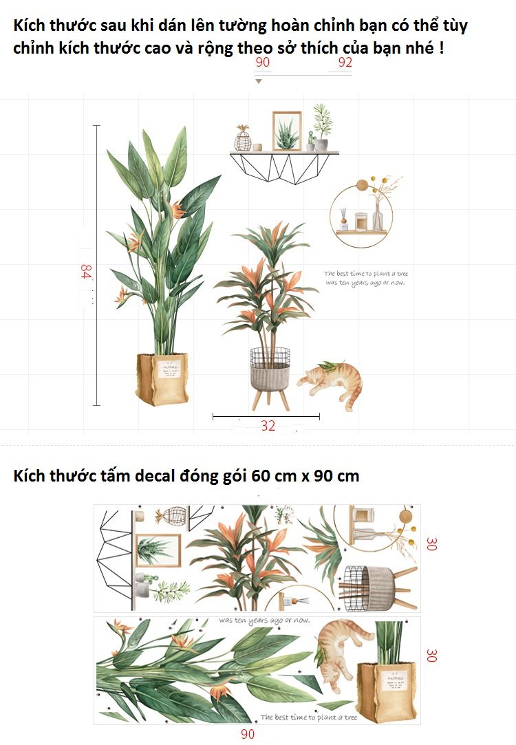 Decal dán tường cây chuối cảnh thiên nhiên sinh động