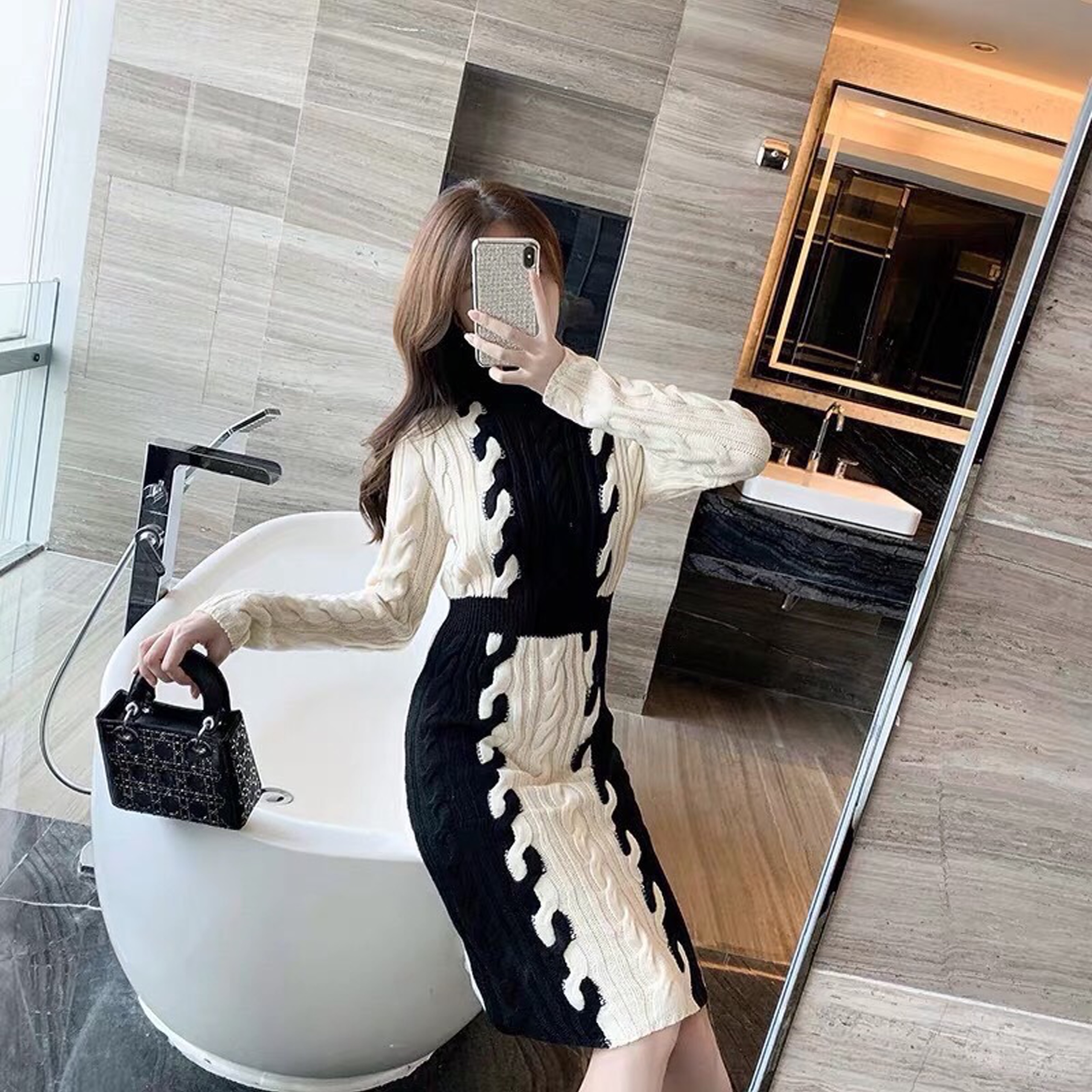 Đầm len thừng form body cực sang