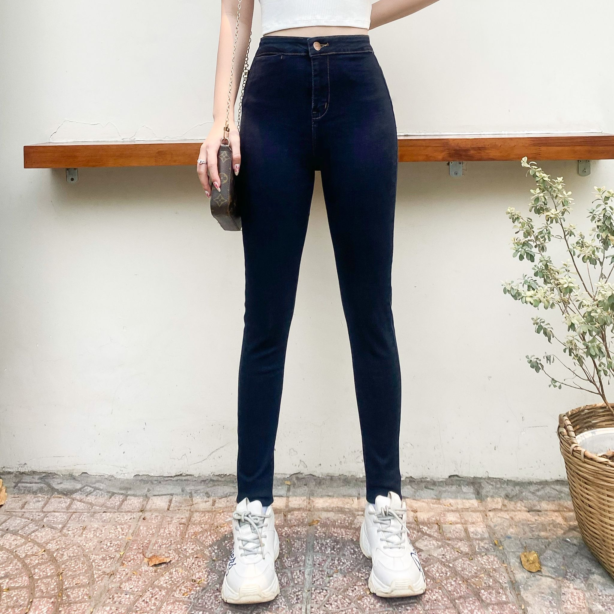 QUẦN JEANS SKINNY DÀI TÚI MỔ JEA96 XANH ĐẬM