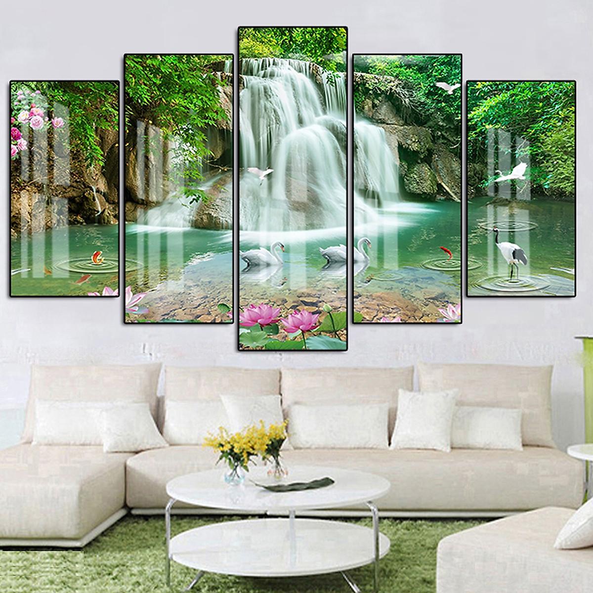 Tranh Tráng Gương Treo Tường Hiện Đại _ Tranh Pha Lê Bộ 5 Phong Cảnh Sơn Thủy Đẹp