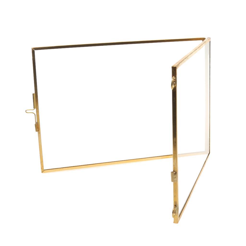 2x Antique Brass Hanging Glass Float Portrait Photo Frames 5x7 inch+4x6 inch