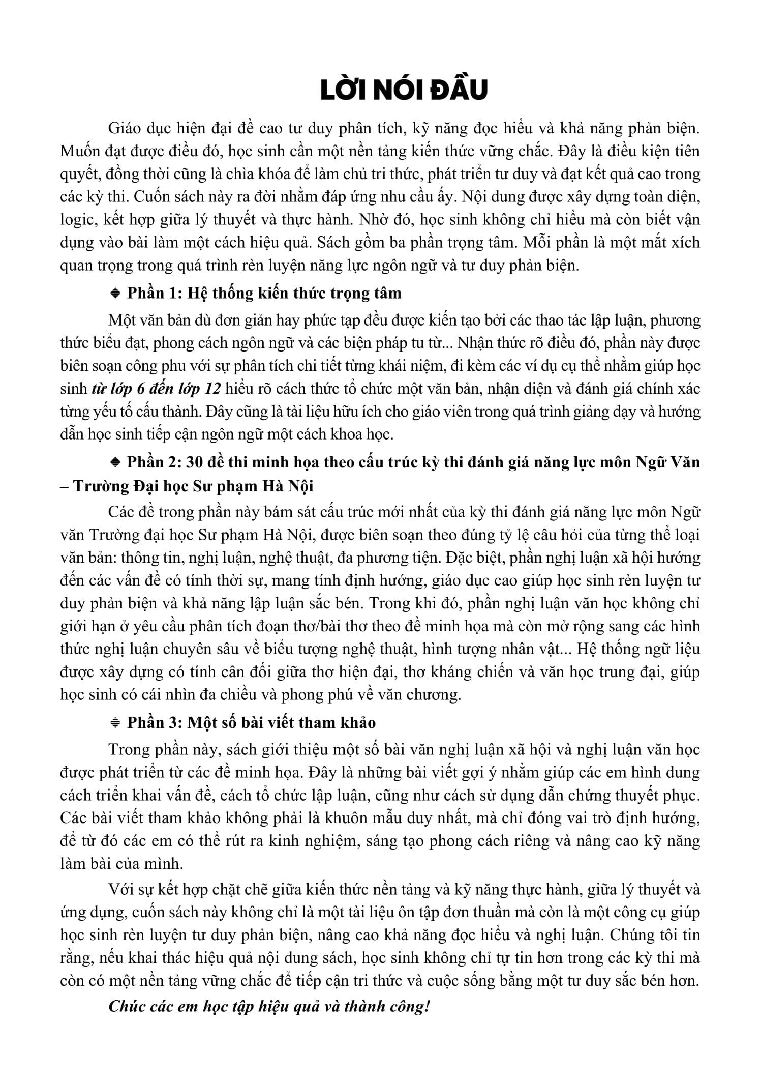 Sách - 30 Đề Luyện Thi Đánh Giá Năng Lực Theo Cấu Trúc Của Trường Đại Học Sư Phạm Hà Nội - Môn Ngữ Văn