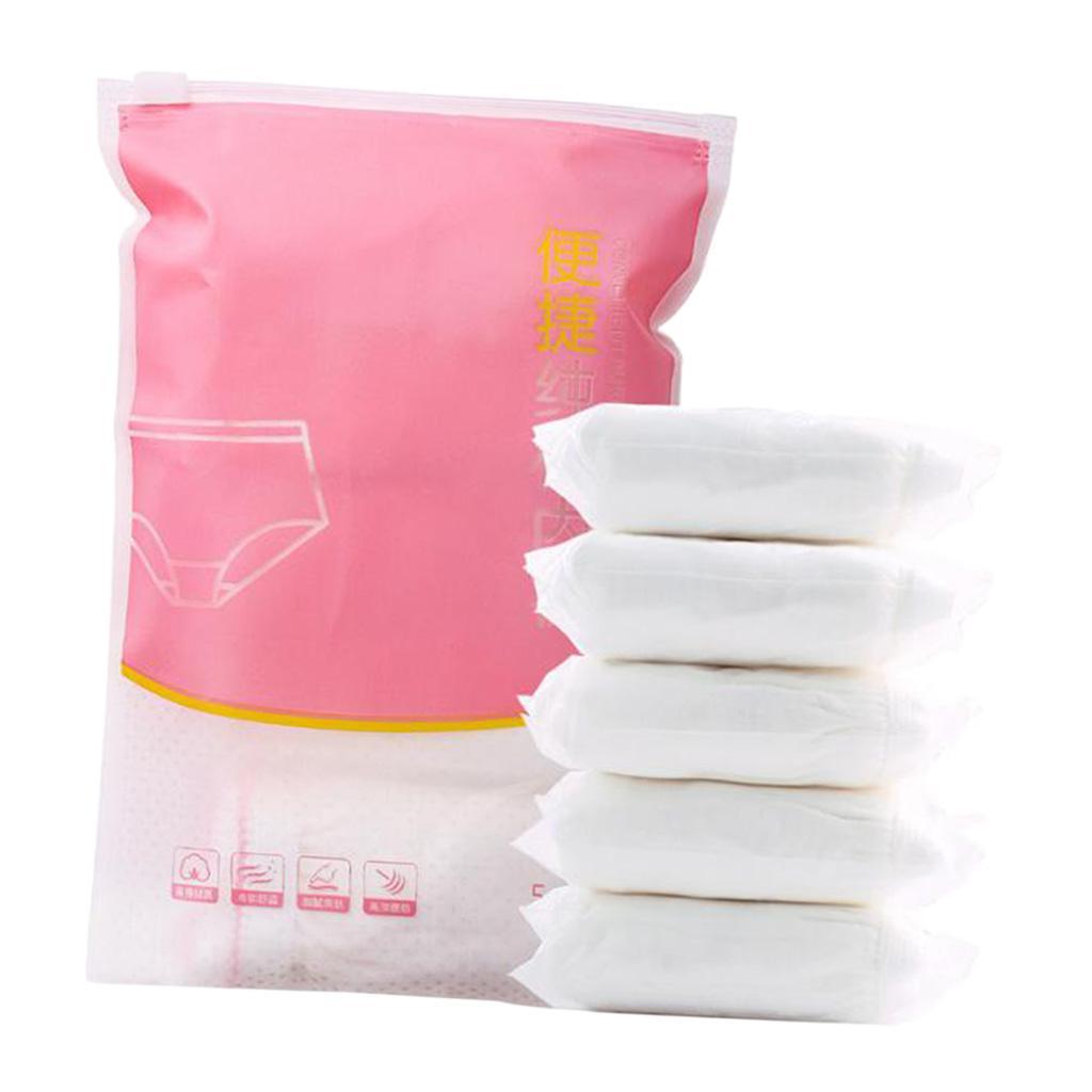Pack of 5 Women Period Panties Dispoable Incontinence Underwear Cotton Breathable Travel Briefs