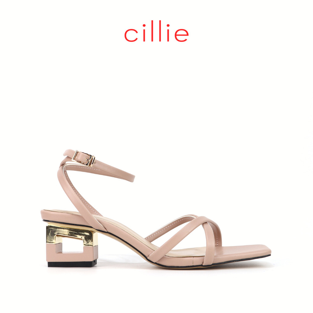 Giày sandal nữ dây chéo mảnh cao 5cm Cillie 1095