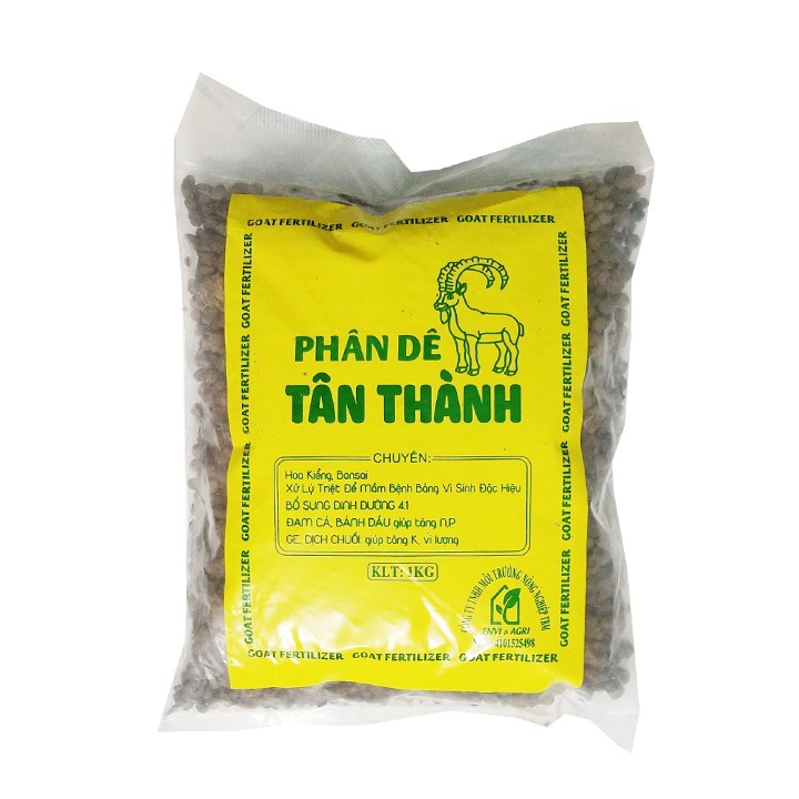 Phân dê Tân Thành bổ sung đạm cá, bánh dầu, ge chuối gói 1kg chuyên bón hoa lan, cây cảnh, hoa hồng