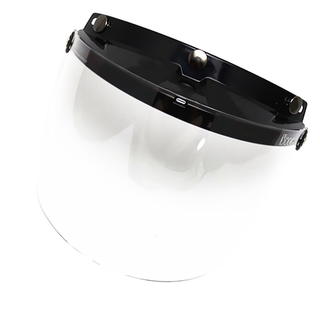 2xOpen Face or Half Face Motorcycle Helmets 3-Snap Flip Up Visor Shield Clear