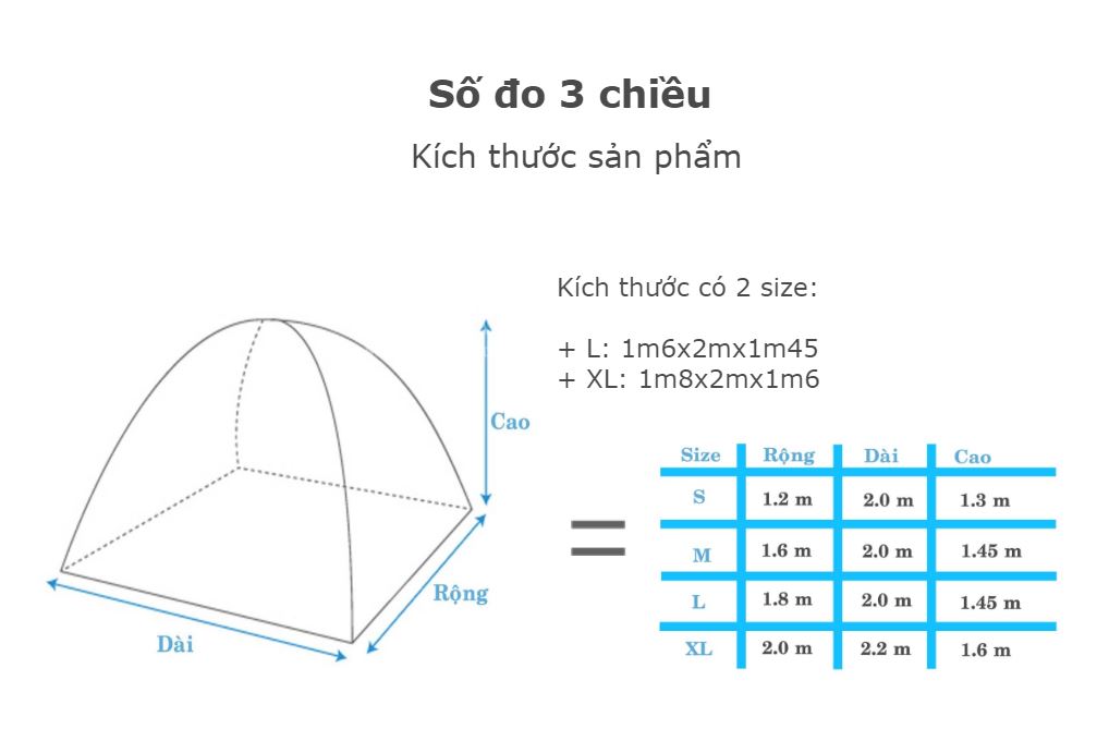 Mùng Chụp Tự Bung Cao Cấp Siêu Dày - thương hiệu A - Màu Xanh Da Trời  + Tặng kèm túi thơm thảo dược