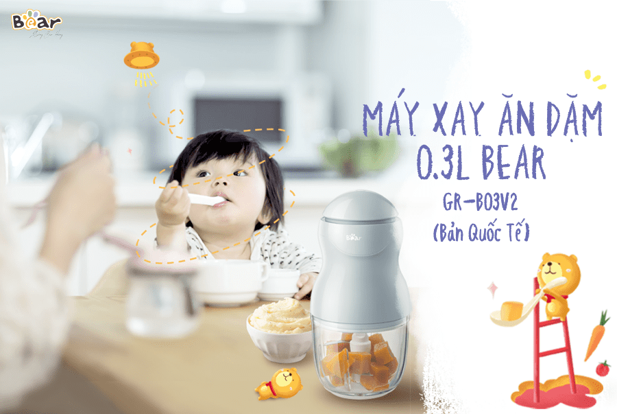 Máy Xay Ăn Dặm Xay Thực Phẩm BEAR QSJ-B01P1 - Hàng Chính Hãng