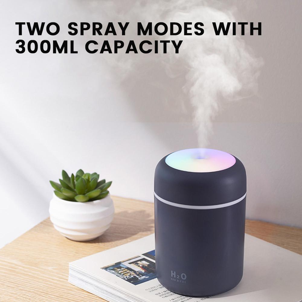 Máy Phun Sương Tạo Ẩm Không Khí 300Ml Siêu Âm Tinh Máy Khuếch Tán Tinh Dầu USB Thoáng Mát Phun Sương Tạo Máy Lọc Xông Phòng Cho Xe Hơi Tại Nhà