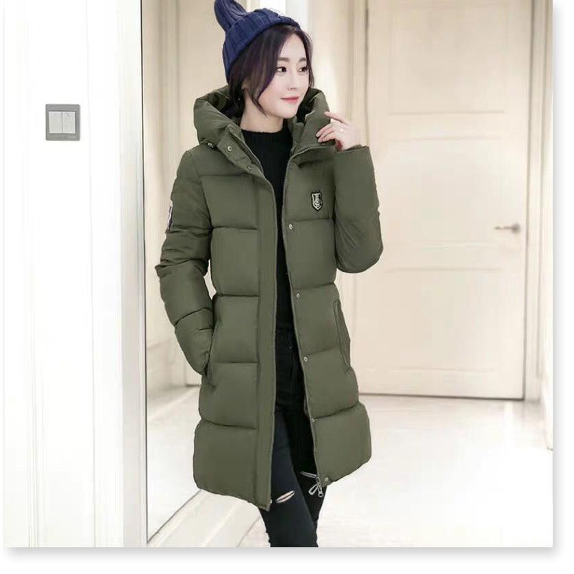 ÁO KHOÁC PHAO NỮ 3 LỚP DÁNG DÀI LOGO THÊU CỰC ẤM CHO MÙA ĐÔNG KME FASHION