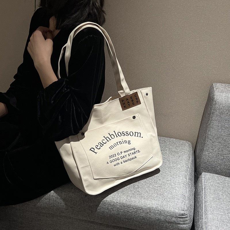 Túi tote túi vải canvas phong cách Hàn quốc thời trang ulzzang