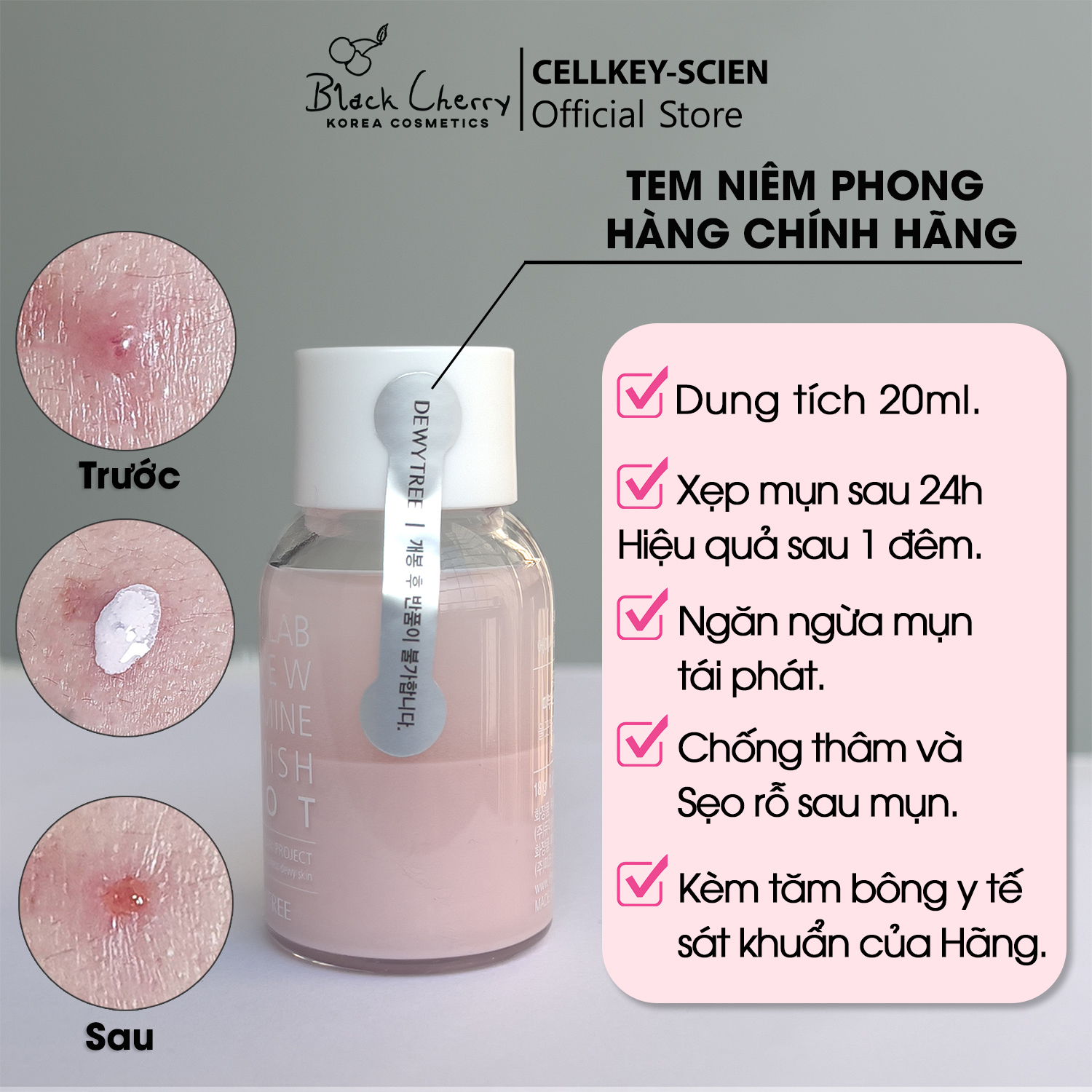 Serum Tinh Chất Chấm Mụn Lành Tính Nhanh Xẹp Mụn Chống Thâm Và Sẹo Rỗ DewyTree The Clean Lab AC DEW Calamine Blemish Spot 20ml