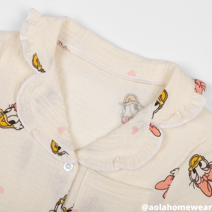 Pijama cho bé gái dài tay mặc ngủ điều hòa vải xô muslin dễ thương Áo Lá Homewear A005, đồ ngủ trẻ em gái