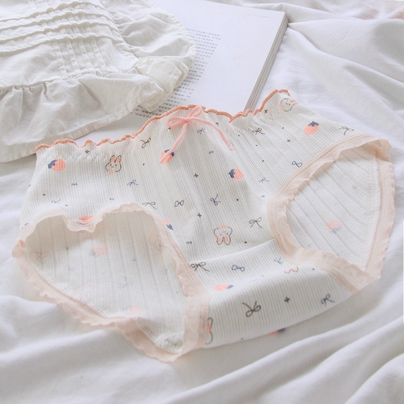 Combo 5 quần lót nữ cotton Freesize Kiểu Thỏ xanh tím dễ thương