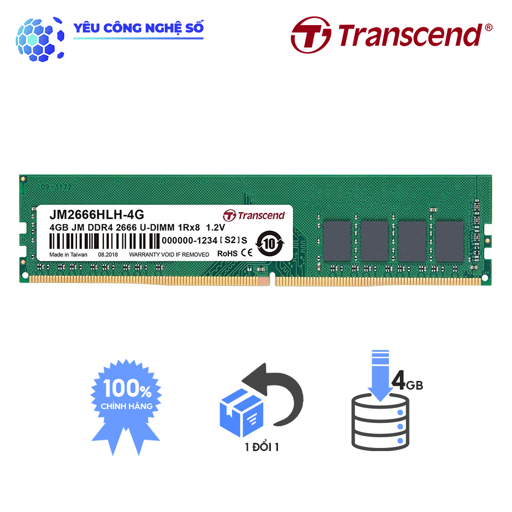 Bộ nhớ RAM Transcend JETRAM 4GB JM DDR4 2666Mhz U-DIMM - Hàng Chính Hãng