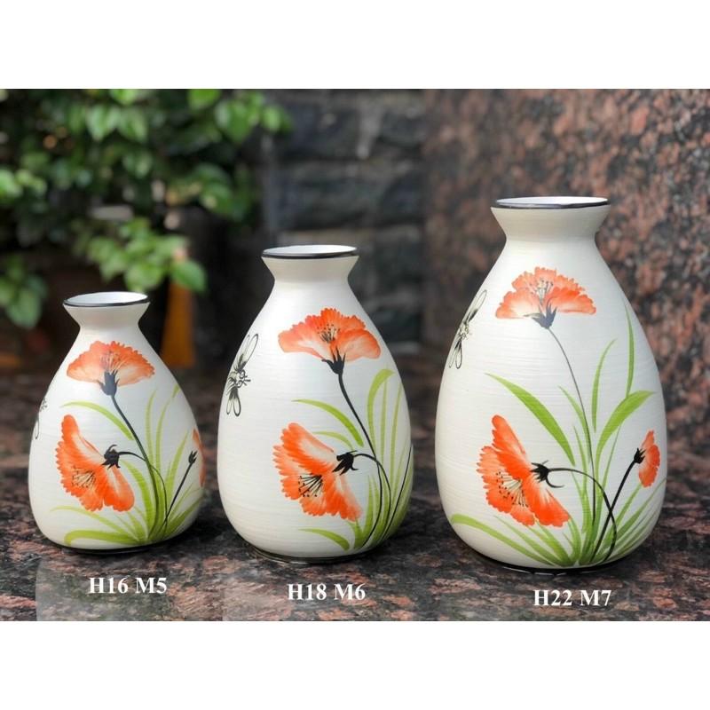 Set 3 bình cắm hoa-trang trí decor. Gốm sứ Bát Tràng.