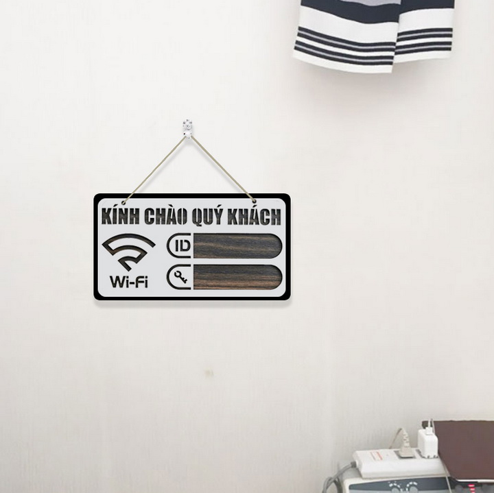 Bảng Gỗ Ghi Chú Wifi 20x11cm - Bảng Password Wifi Treo Tường Bằng Gỗ