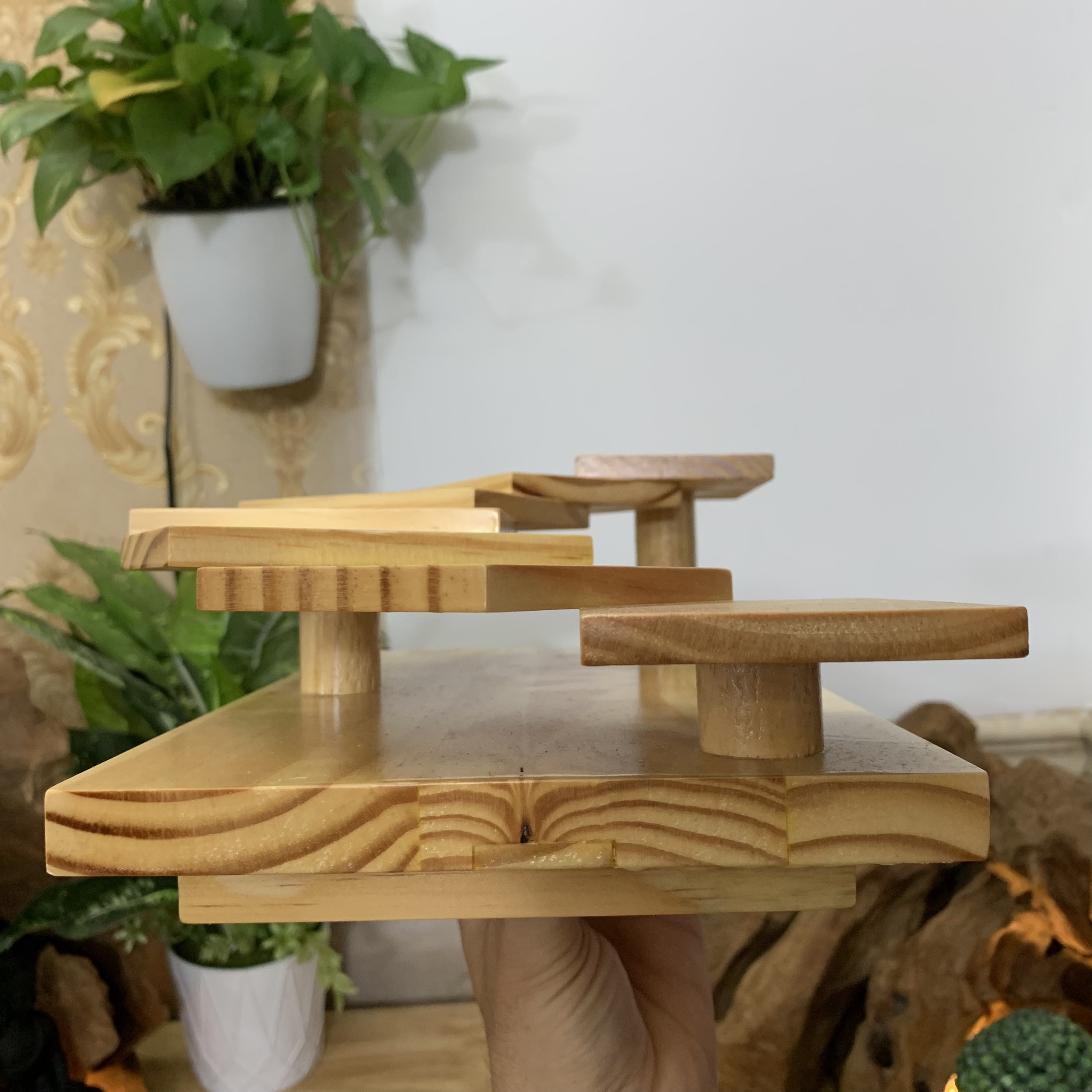 Khay sushi gỗ trang trí món ăn sushi Nhật Bản hình bậc thang 7 tầng - Gỗ thông nhập khẩu
