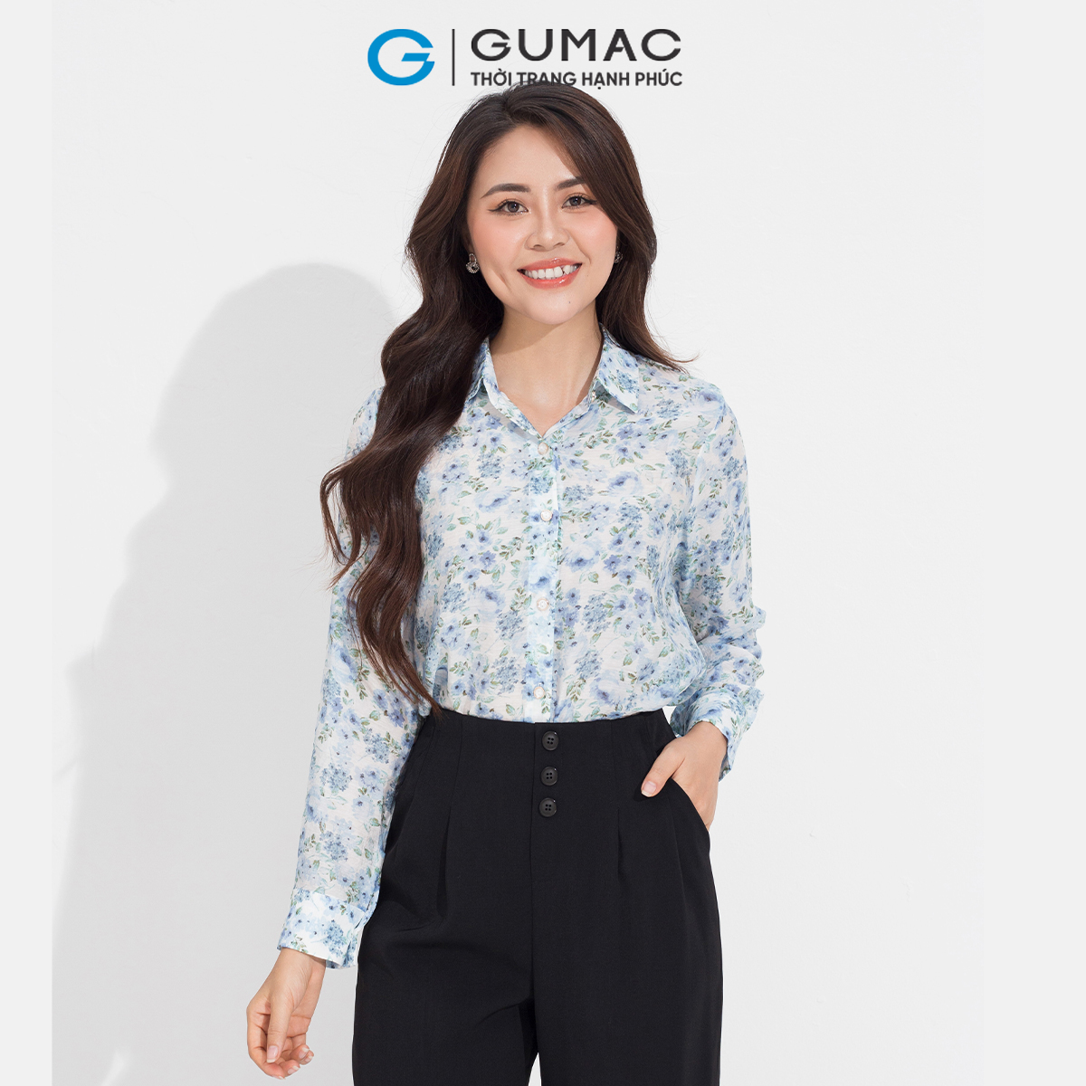 Áo sơ mi họa tiết GUMAC AD05020