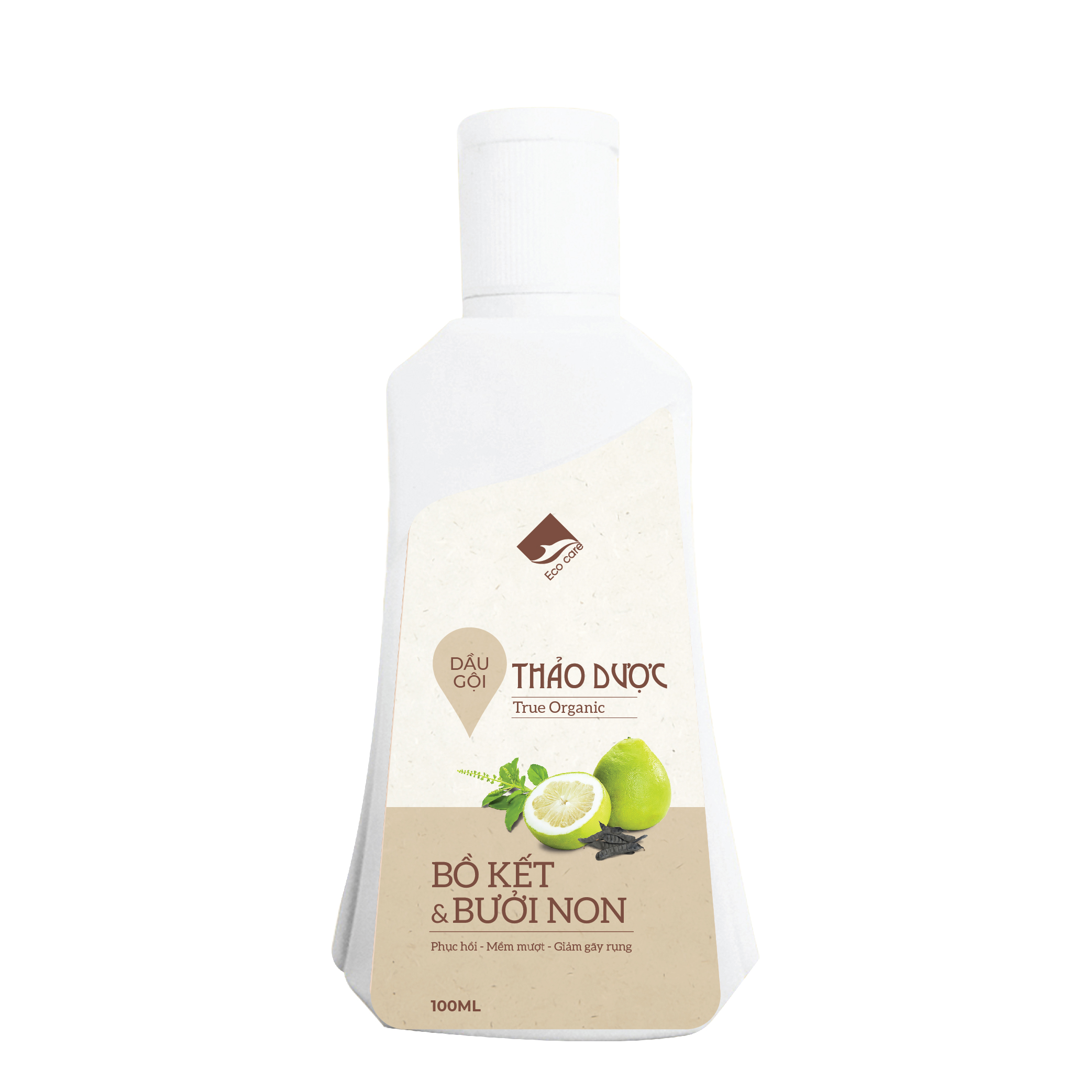 Dầu Gội Xả Thảo Dược ECOCARE TRUE ORGANIC Chiết Xuất Bồ Kết và Bưởi Non 100ml-300ml, Thành Phần Thiên Nhiên Hỗ Trợ Mọc Tóc, Phục Hồi Tóc Hư Tổn