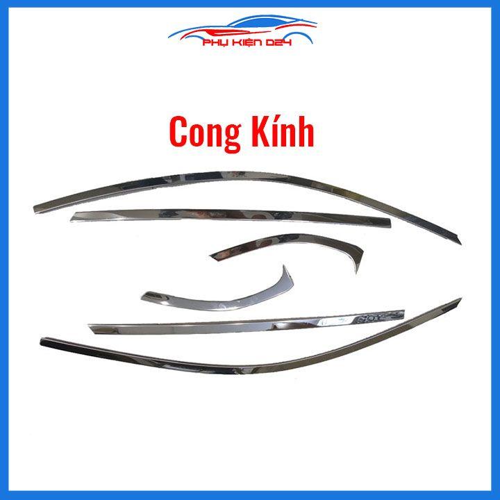 Bộ nẹp viền chân kính cong kính Kia Sonet 2021-2022-2023 Inox sáng bóng chuẩn form xe