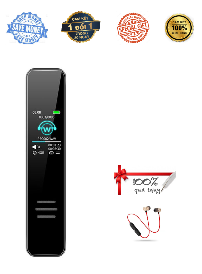 ROGZ - Máy Ghi Âm Chuyên Nghiệp 299IPS Ghi âm định dạng lossless Chống ồn chủ động Bộ nhớ 8Gb Màn gương 5D sắc nét Tự động lưu trữ Bảo mật tệp tin Hỗ trợ học tiếng Anh hiệu quả  - Hàng Chính Hãng