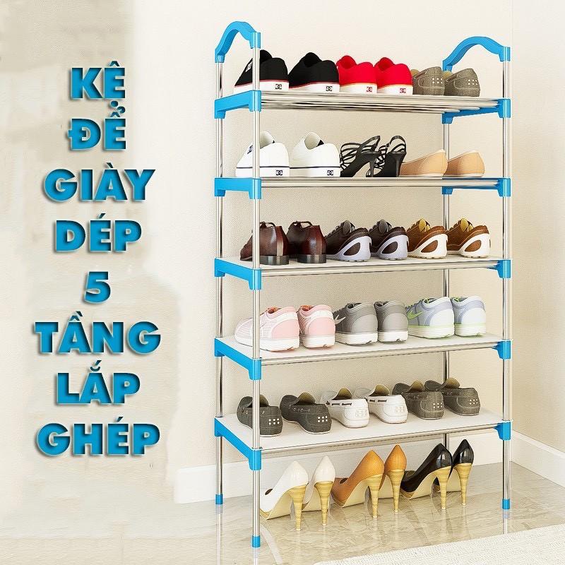 Kệ để giày dép 5 tầng khung inox lắp ráp mẫu mới