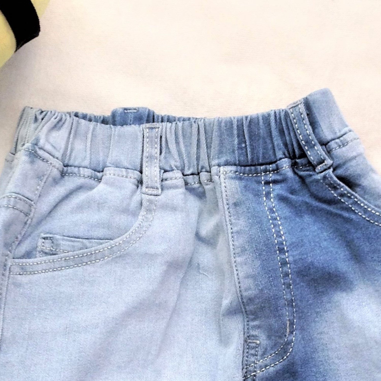 Q0001815 Quần jean lửng màu xanh wax, jean co giãn, dáng ôm body cho bé trai từ 4-8 tuổi