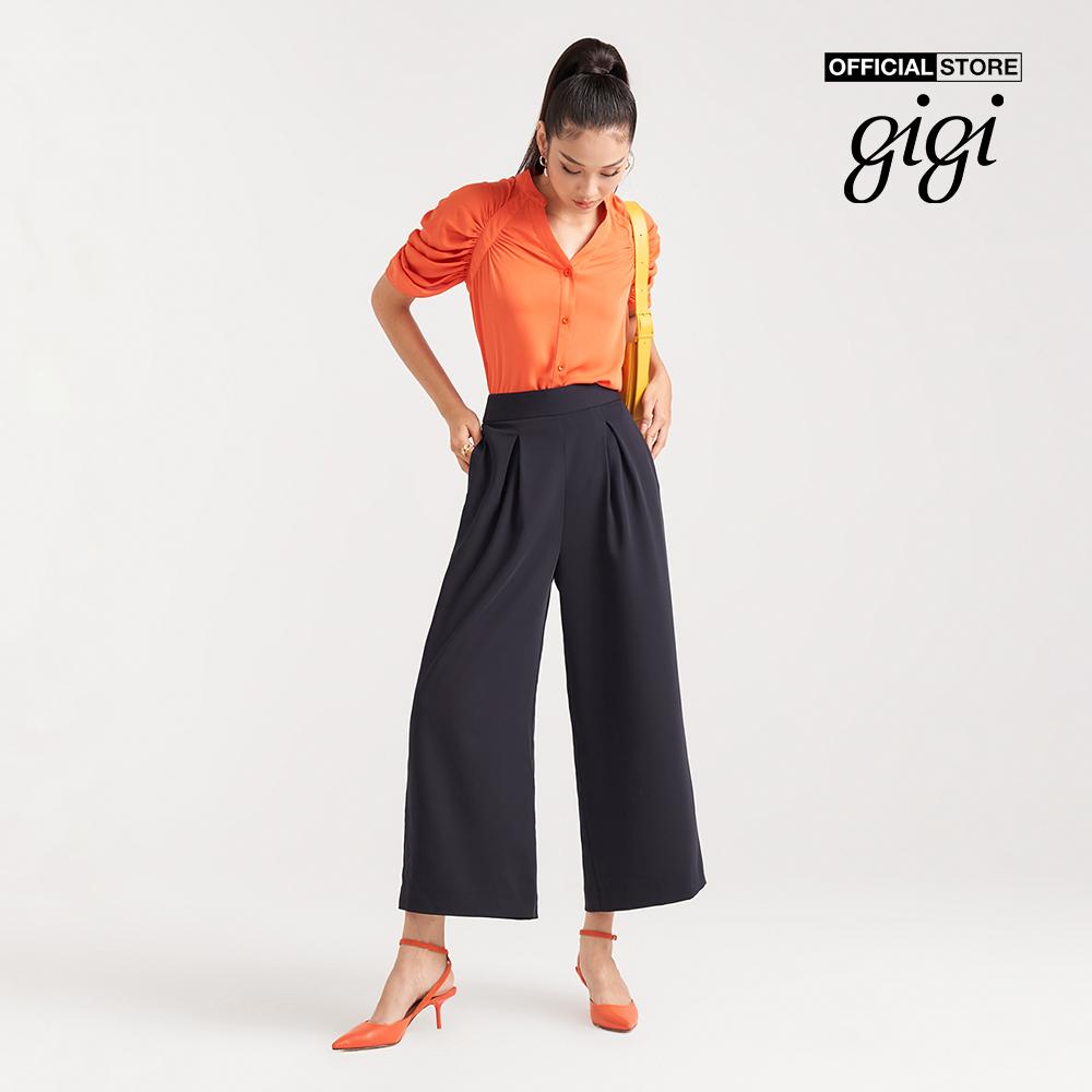 GIGI - Áo sơ mi nữ cổ V tay ngắn xếp li hiện đại G1201B212239-74-Size:34