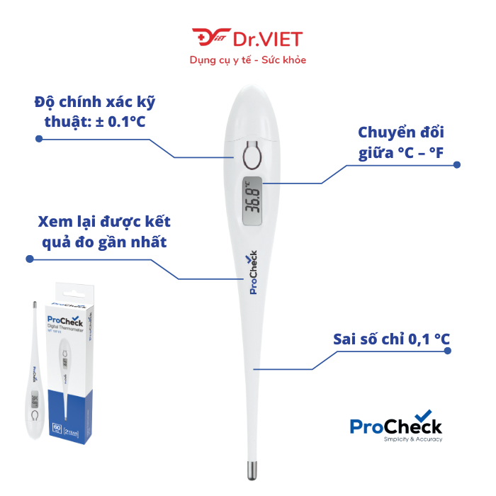 Nhiệt Kế Điện Tử Dạng Bút ProCheck MT16F1 Chính Hãng. Sử Dụng Đo Dễ Dàng, Kết Quả Đo Nhanh Chóng, Chức Năng Phát âm Báo